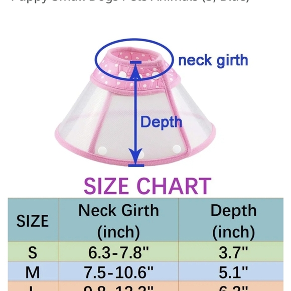 Pet Cone Soft Dotted Recovery Collar for pets After Surgery size Small 6.3-7.8" - Picture 7 of 8